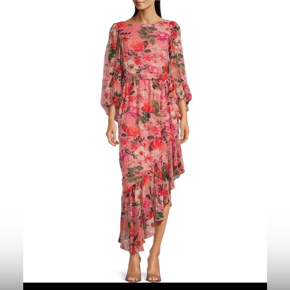 Eliza J Chiffon Ruffle Dress. EUC